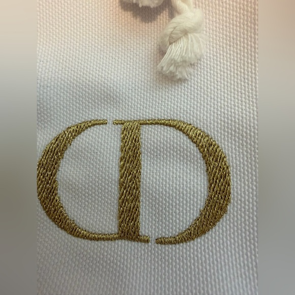 Christian Dior White Pouch with Gold Accents NEW - Picture 9 of 10